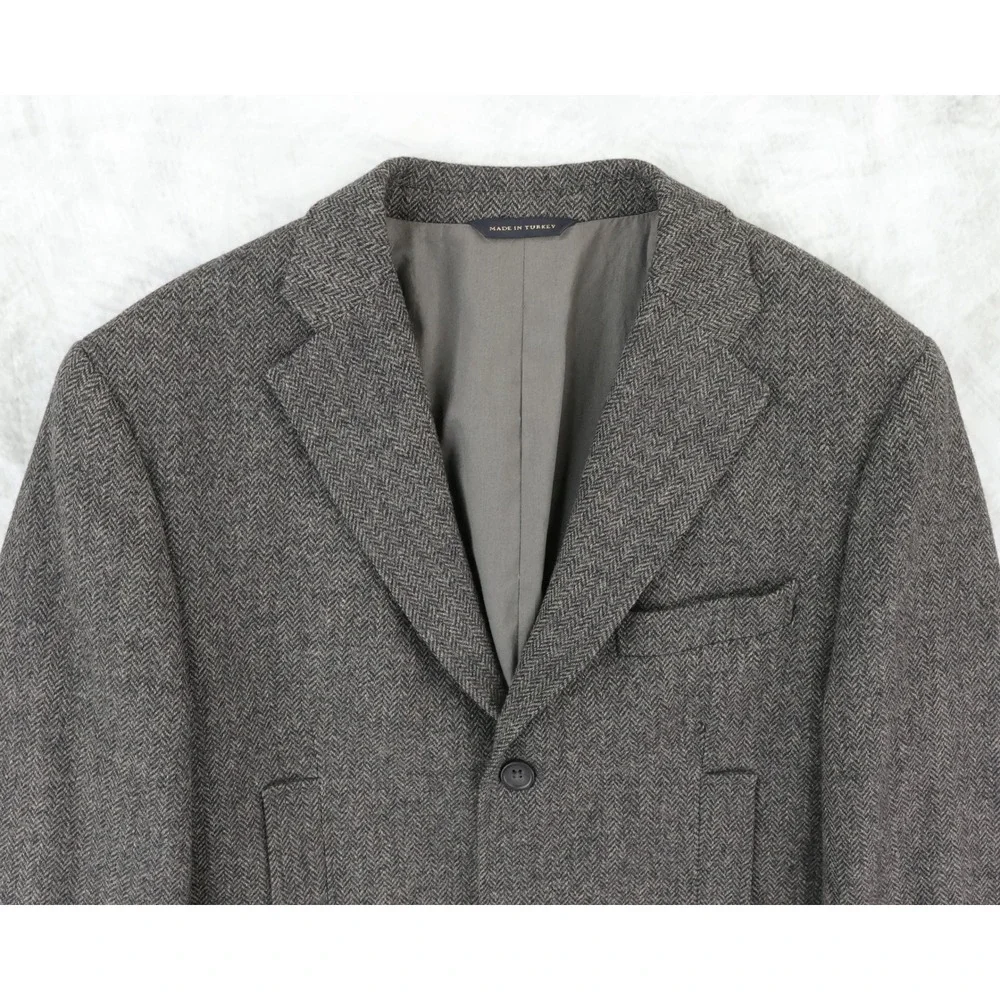 Banana Republic Tweed Sport Coat 38R Grey Herringbone Moon British Wool Blazer
